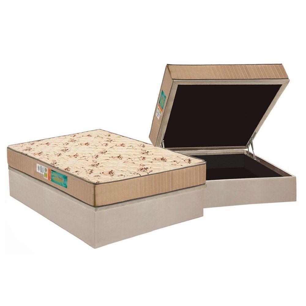 Cama Box Baú Casal: Colchão Espuma Polar D33 Pérola + Base CRC Suede Clean(138x188) - 1