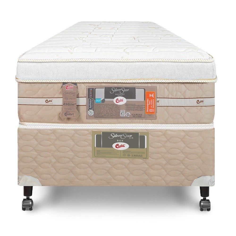 Cama Box + Colchão Castor Solteiro Silver Star Air One Face Pocket 88x188x59cm - 10