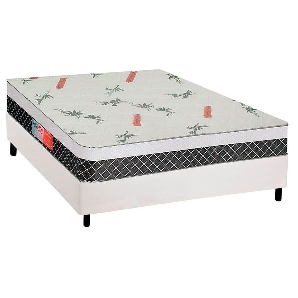 Cama Box Casal: Colchão Espuma Plumatex D28/EP Anatômico Falcon Ultra Firme + Base CRC Courano White(138x188) - 1