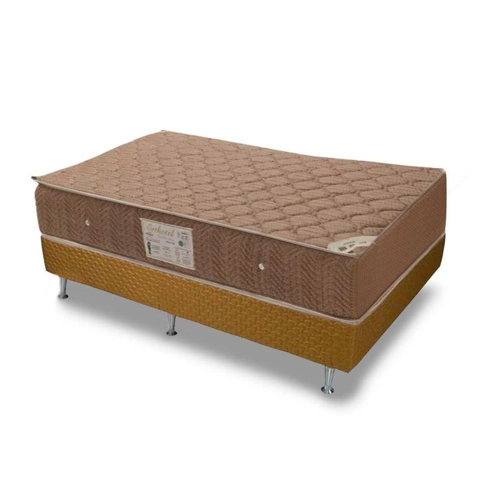 Cama Box Solteiro: Colchão Molas Bonnel Ortobom Hotelaria Nanolastic Orthotel Spring + Base CRC Brown(88x188) - 1