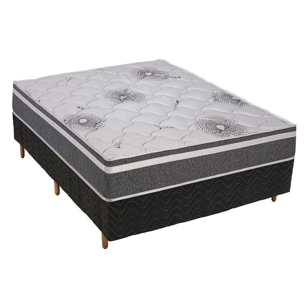 Cama Box Casal: Colchão Espuma D33 Polar Pérola Premium + Base CRC Rústico Gray(138x188) - 1