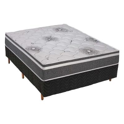 Cama Box Casal: Colchão Espuma D33 Polar Pérola Premium + Base CRC Rústico Gray(138x188)