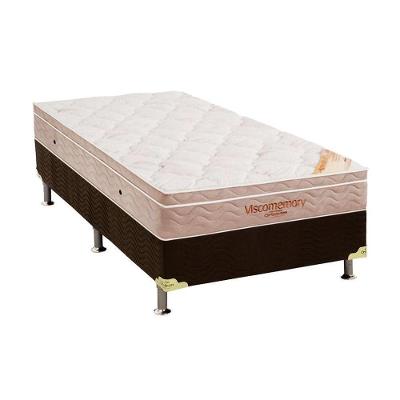 Cama Box Solteiro: Colchão Espuma Ortobom SuperPocket Apollo Viscomemory + Box Suede Brown(88x188)