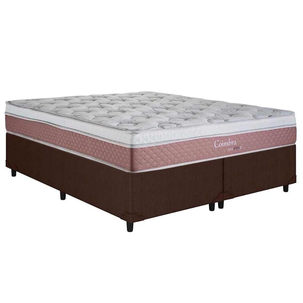Cama Box Queen: Colchão Molas Herval Maxspring Coimbra + Base CRC Courano Brown(158x198) - 1