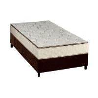 Cama Box Solteiro: Colchão Molas Luckspuma Bonnel Montreal Spring + Base CRC Suede Brown(88x188) - 1
