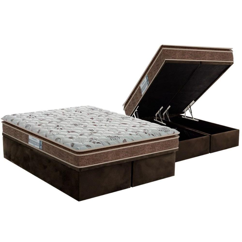 Cama Box Baú Queen: Colchão Espuma D45 Probel Advanced Pillow Super + Base CRC Suede Brown(158x198) - 1