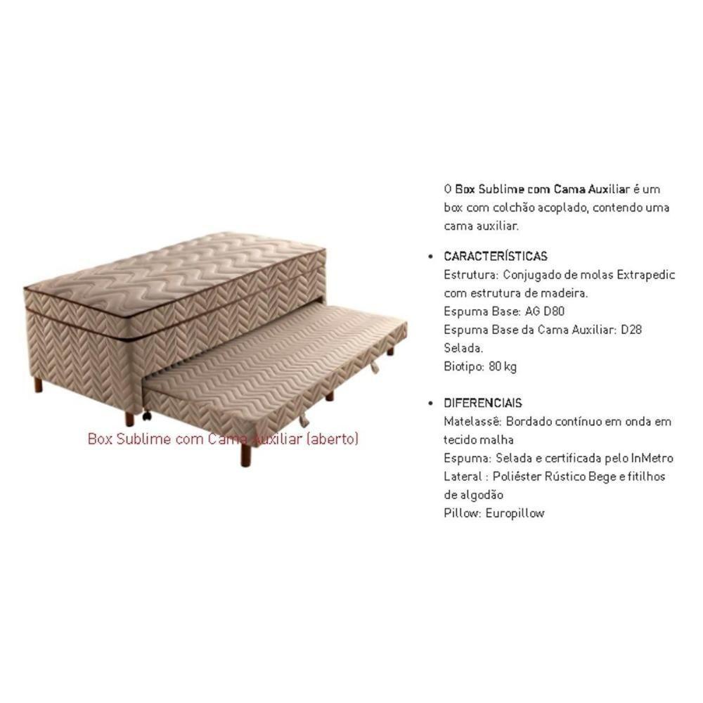 Cama Box c/Auxiliar Conjugado Solteiro: Colchão Molas Extrapedic Sublime Clean (88x188x47) Paropas - 2