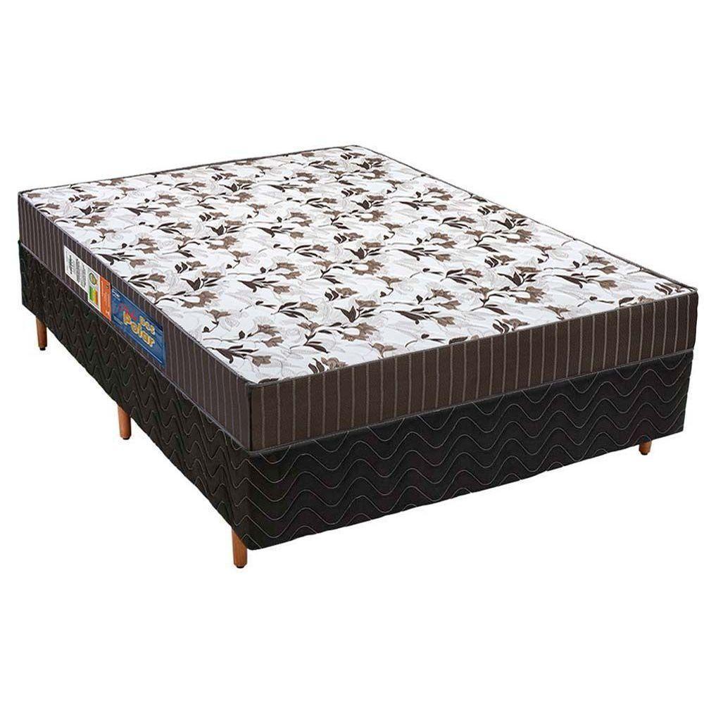 Cama Box Casal: Colchão Espuma D33 Polar Pérola + Base CRC Fantasy Black(138x188) - 1