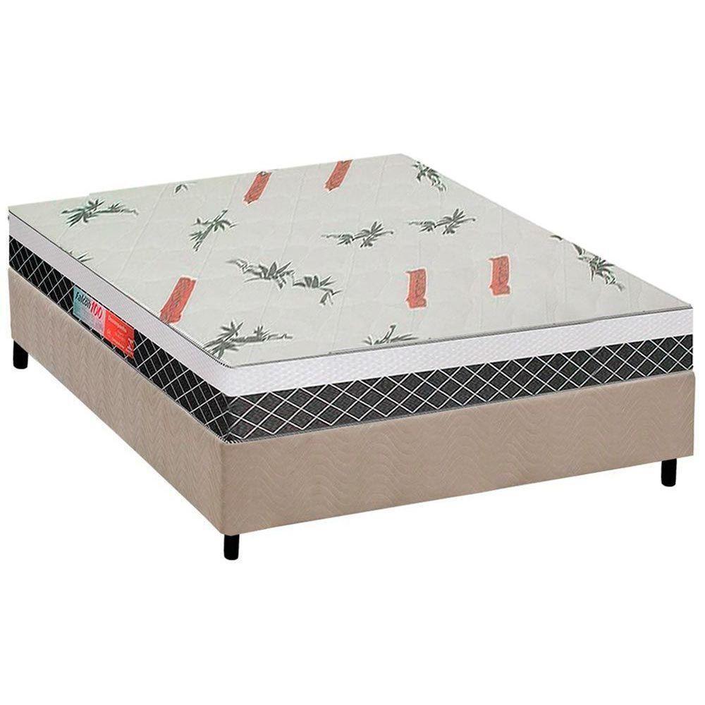 Cama Box Casal: Colchão Ortopédico Plumatex D28/EP Anatômico Falcon Ultra Firme + Base CRC Suede Clean(138x188) - 1