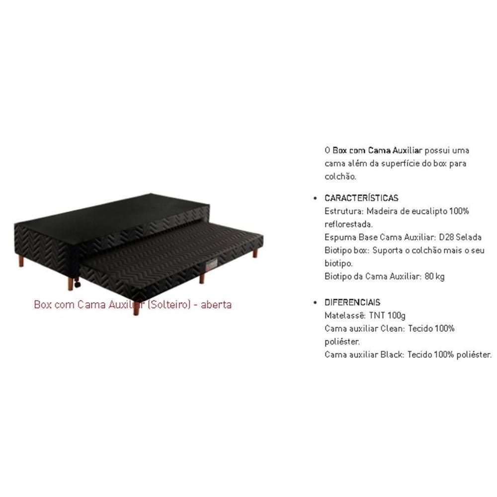 Cama Box c/Auxiliar Conjugado Solteiro: Colchão Molas Extrapedic Sublime Pillow Black (88x188x47) Paropas - 3