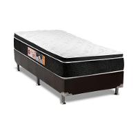 Cama Box Solteiro: Colchão Espuma Castor D33 Black e White Double Face + Base CRC Suede Black(88x188) - 1