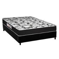 Cama Box Casal: Colchão Espuma Luckspuma D45 Gran Luck Pro + Base CRC Suede Black(138x188) - 1