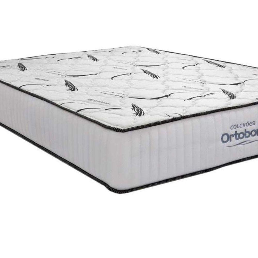 Cama Box Queen: Colchão Espuma Ortobom D45 High Foam + Base CRC Courano White(158x198) - 2