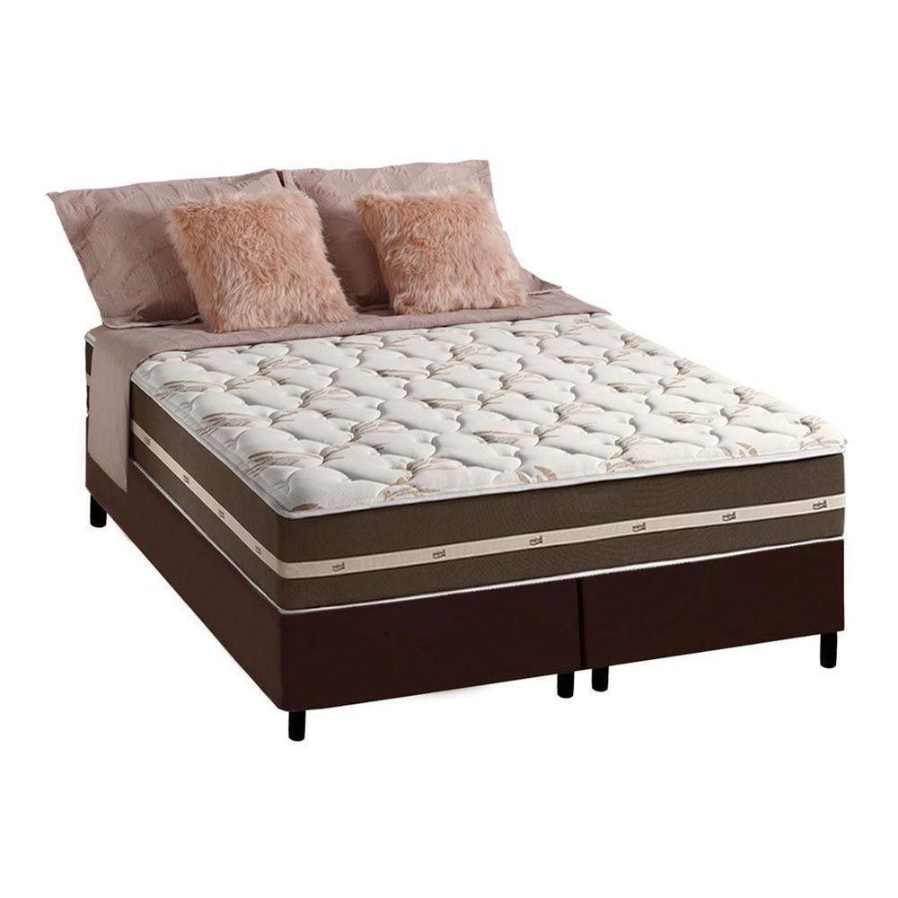 Cama Box Queen: Colchão Molas Anjos Superlastic Classic + Base CRC Courano Brown(158x198) - 1