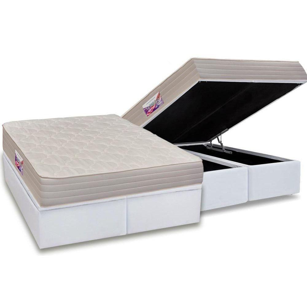 Cama Box Baú King: Colchão Espuma Herval  Top + Base CRC Courano Branco(193x203) - 1