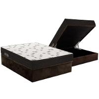 Cama Box Baú Casal: Colchão Espuma D45 Ortobom Ligh Saúde Ortopillow + Base CRC Suede Brown(138x188) - 1
