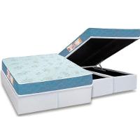 Cama Box Baú Queen: Colchão Espuma D45 Castor Sleep Max + Base CRC Courano White(158x198) - 1