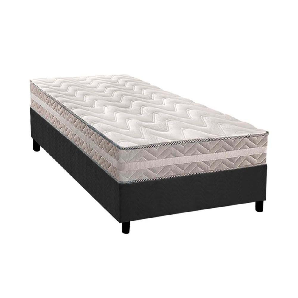 Cama Box Solteiro: Colchão Ortopédico Paropas D28/AG65 Master + Base CRC Suede Gray(88x188) - 1