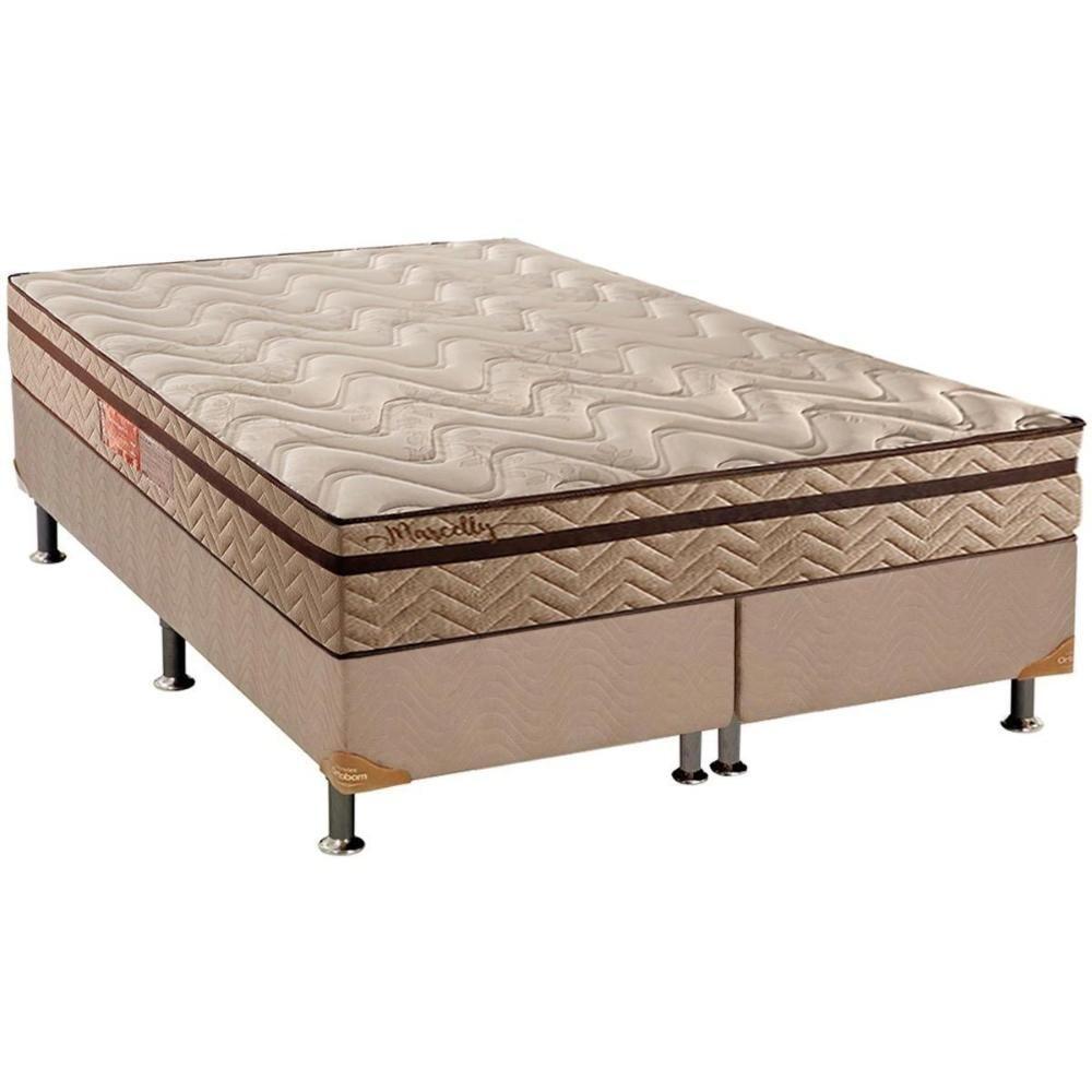 Cama Box Queen: Colchão Molas Paropas MasterPocket Ensacadas Marcelly Ibiza + Base CRC Suede Bege(158x198) - 1