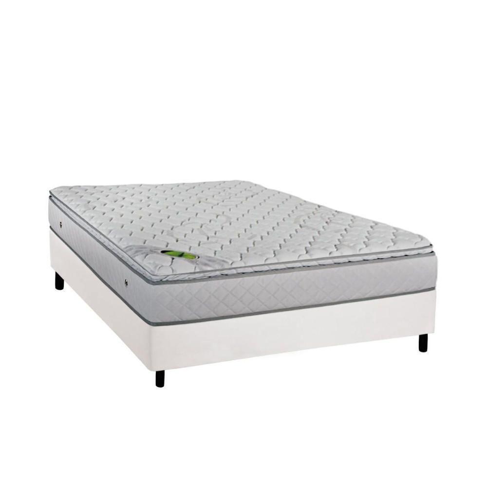 Cama Box Casal: Colchão Molas Ensacadas Luckspuma MasterPocket Luck Spring + Base CRC Courano White(138x188) - 1