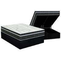 Cama Box Baú Queen: Colchão Molas Bonnel Orthoflex Venezia + Base CRC Suede Black(158x198) - 1