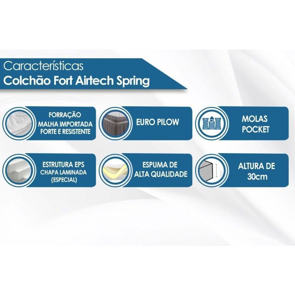 Cama Box Queen: Colchão Molas SuperPocket Ensacadas Ortobom  Fort Airtech Spring + Base CRC Suede White(158x198) - 7