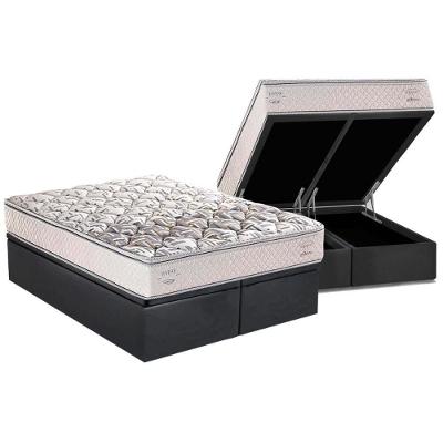 Cama Box Baú Queen: Colchão Anatômico Herval AG65 ErgoPlus C1604 Double Face + Base CRC Suede Gray(158x198)