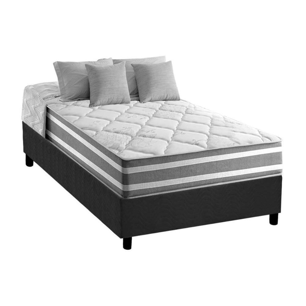 Cama Box Solteiro: Colchão Molas Anjos Superlastic Duo Sono + Base CRC Suede Gray(88x188) - 1