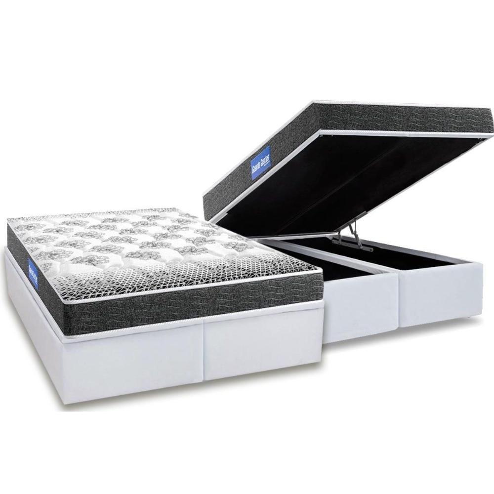 Cama Box Baú King: Colchão Espuma Probel D23 Guarda Costas Black + Base CRC Courano White(193x203) - 1