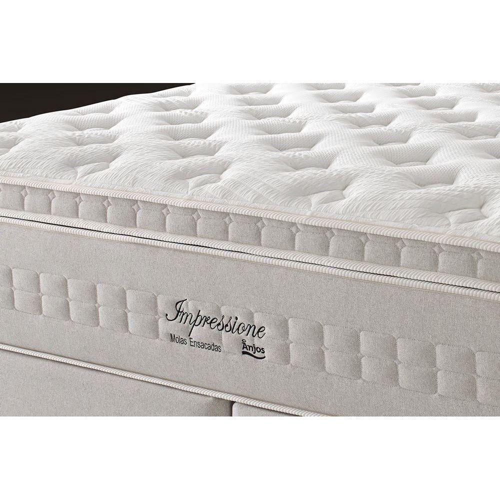 Cama Box Baú King: Colchão Molas Anjos Master Enadas Impressione + Base White(193X203) - 3