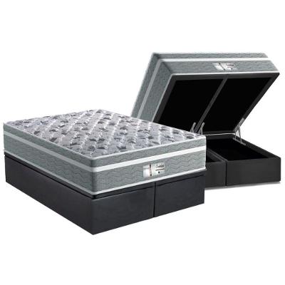 Cama Box Baú Queen: Colchão Molas Probel Ensacadas Evolution + Base Gray(158X198)