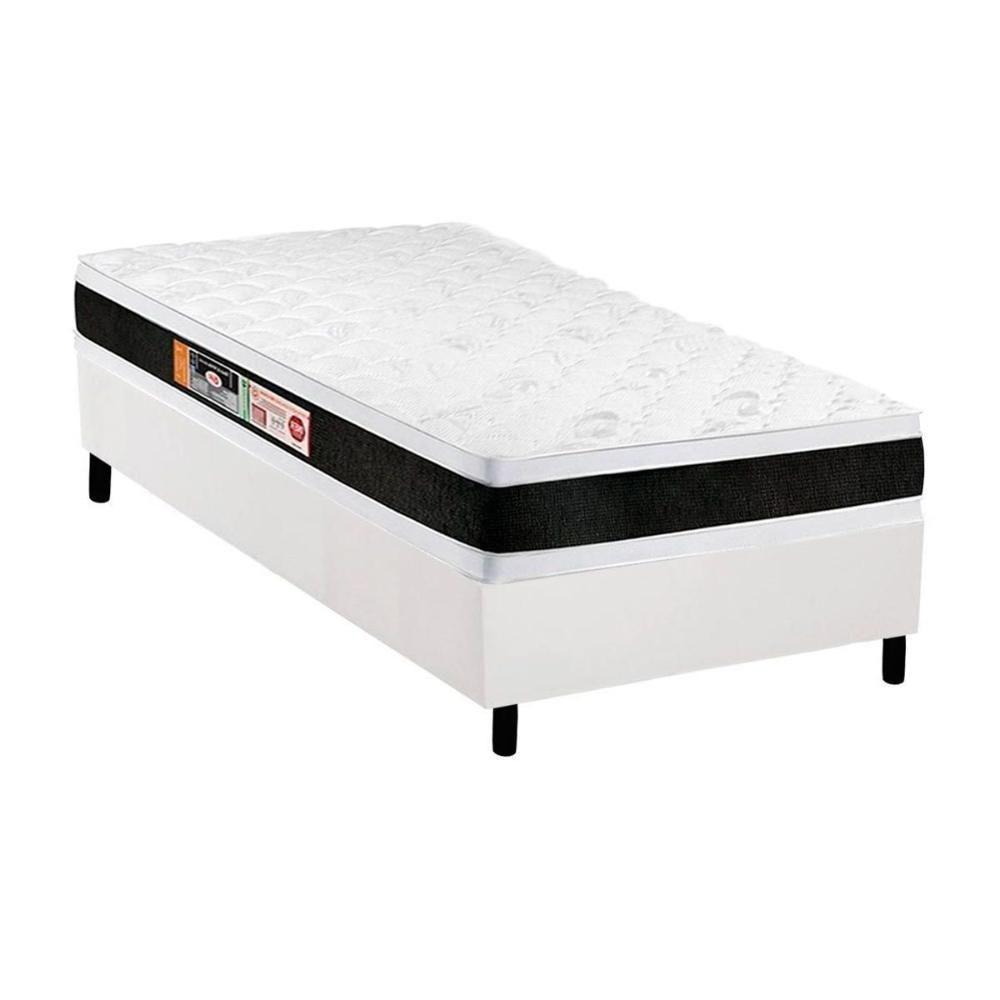 Cama Box Solteiro: Colchão Espuma Castor D45 Black e White AIR Double Face + Base CRC Courano White(88x188) - 1
