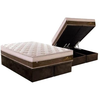 Cama Box Baú King: Colchão Molas Ensacadas Plumatex Masterpocket Personalle + Base Brown(193X203)
