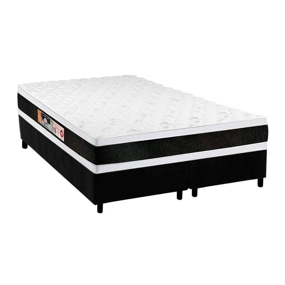 Cama Box King: Colchão Espuma Castor D45 Black e White Double Face + Base CRC Suede Black(193x203) - 1