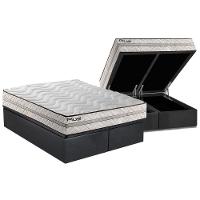 Cama Box Baú Queen: Colchão Espuma D33 Paropas Pasquale Plus Euro Pillow + Base CRC Suede Gray(158x198) - 1