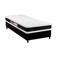 Cama Box Solteiro: Colchão Espuma D45 Castor Black e White AIR Double Face + Base CRC Suede Black(88x188) - 1