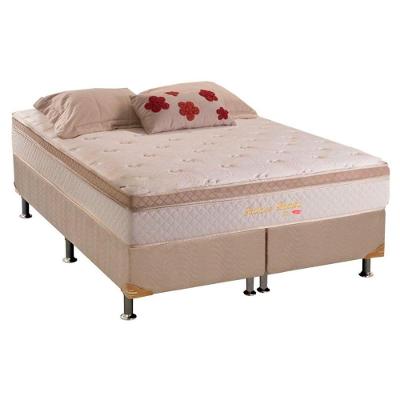 Cama Box Queen: Colchão Molas Herval MasterPocket Ensacadas Pallace Bambu + Base CRC Suede Bege(158x198)