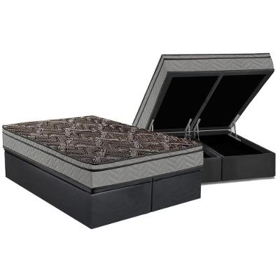 Cama Box Baú Queen: Colchão Espuma Paropas D28 / EP Confort Firme+ Base CRC Suede Cinza(158x198)
