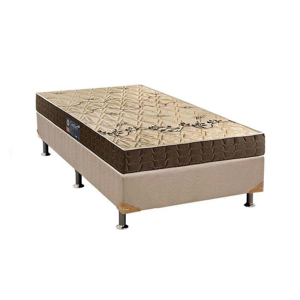 Cama Box Solteiro: Colchão Espuma Anjos D28 Confort + Base CRC Suede Clean(88x188) - 1