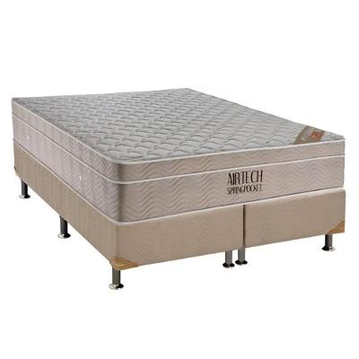 Cama Box Queen: Colchão Molas Ensacadas Ortobom SuperPocket Fort Airtech Spring + Base CRC Suede White(158x198)