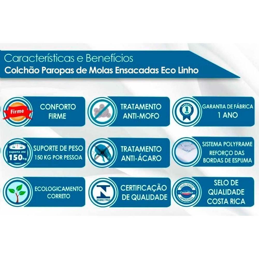 Cama Box Baú King: Colchão Molas Ensacadas Paropas MasterPocket Eco Linho + Base CRC Suede Clean(193x203) - 3