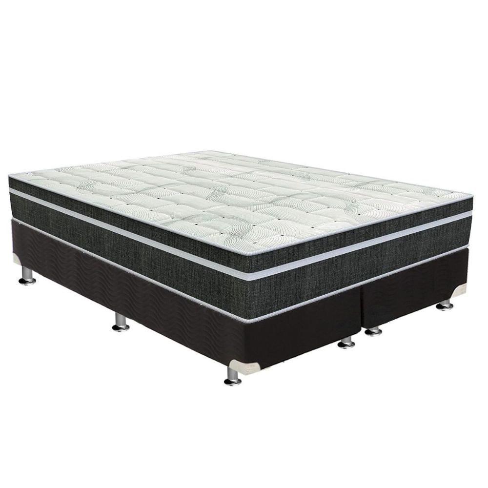 Cama Box Queen: Colchão Molas Orthoflex Bonnel Venezia + Base CRC Suede Black(158x198) - 1