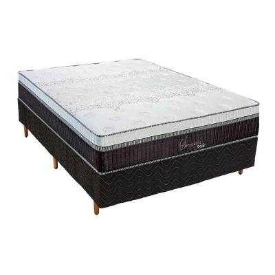 Cama Box Casal: Colchão Molas Polar MasterPocket Ensacadas Serenatta + Base CRC Rústico Black(138x188)