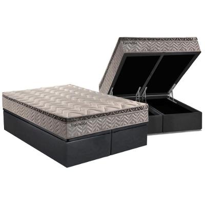 Cama Box Baú Queen: Colchão Molas Ensacadas Paropas MasterPocket Esplêndido Bordô + Base CRC Suede Gray(158x198)