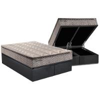 Cama Box Baú Queen: Colchão Molas Ensacadas Paropas MasterPocket Esplêndido Bordô + Base CRC Suede Gray(158x198) - 1