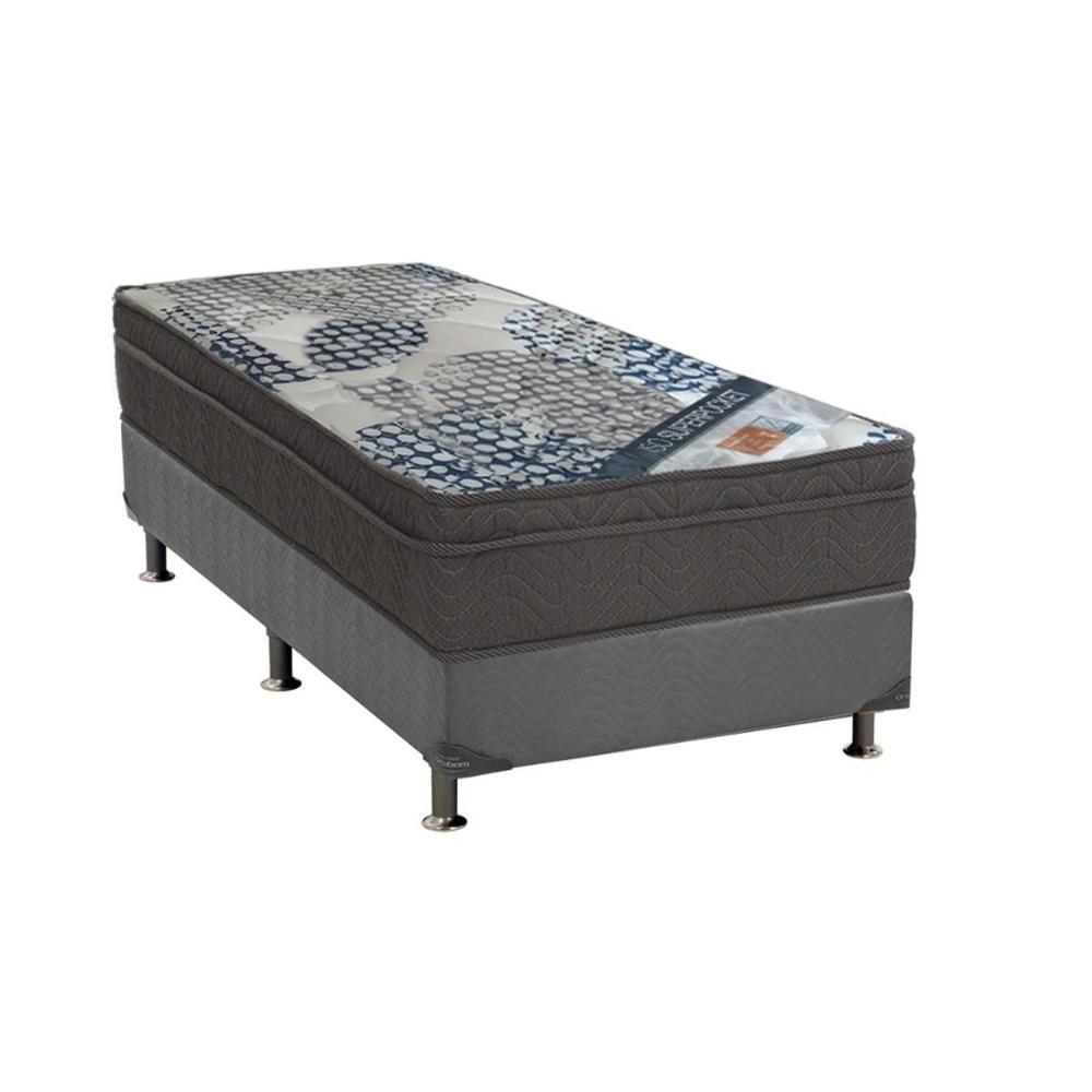 Cama Box Solteiro: Colchão Molas Ensacadas Ortobom SuperPocket ISO Firme + Base CRC Suede Gray(88x188) - 1