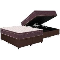 Cama Box Baú Queen: Colchão Espuma Ortobom D28 Airtech 60 Euro Pillow + Base CRC Courano Brown(158x198) - 1