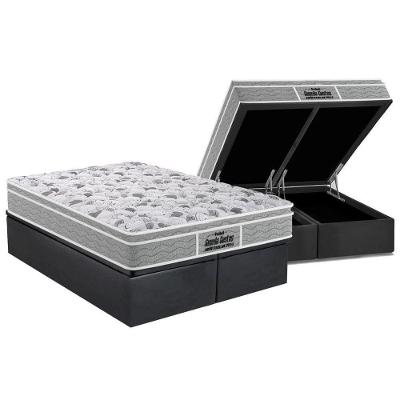 Cama Box Baú Queen: Colchão Espuma Probel D45 / EP Guarda Costas PróExtreme Plus + Base CRC Suede Gray(158x198)