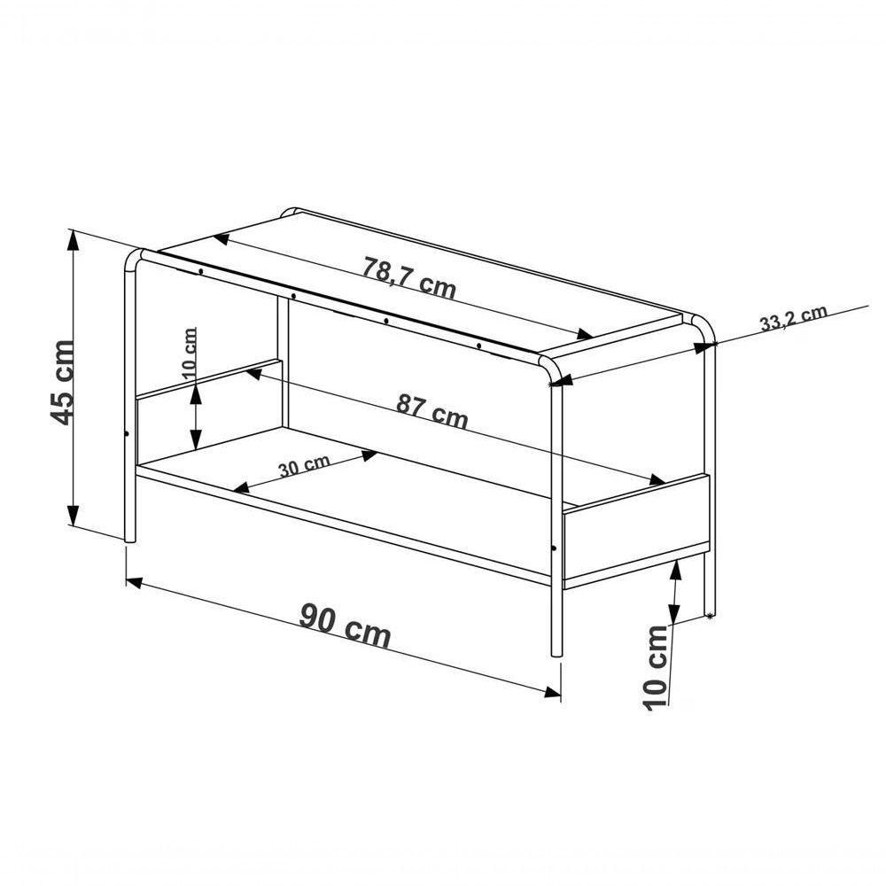 Banco Sapateira Para Hall De Entrada 27890 Aço Preto Vermont - 6