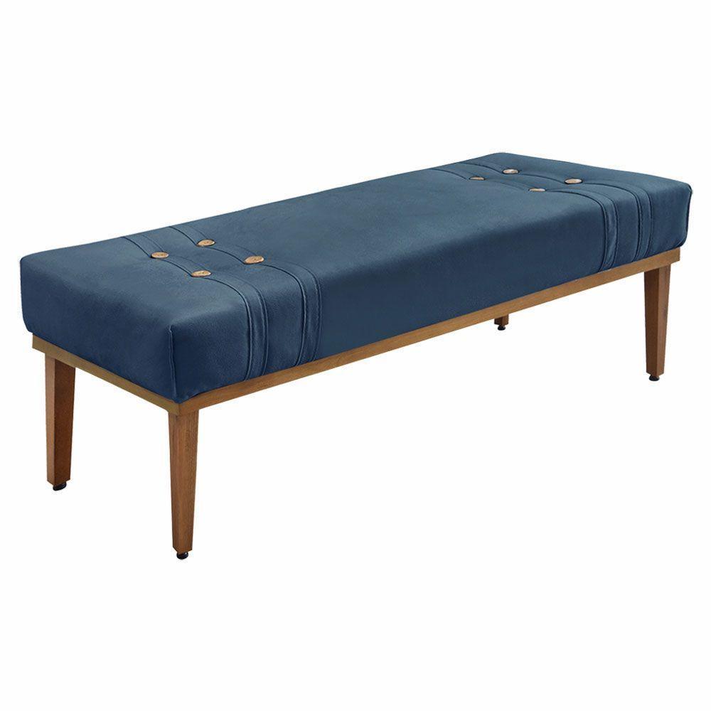 Calçadeira Recamier Casal 1,40m Gênova Veludo Azul Marinho - 1